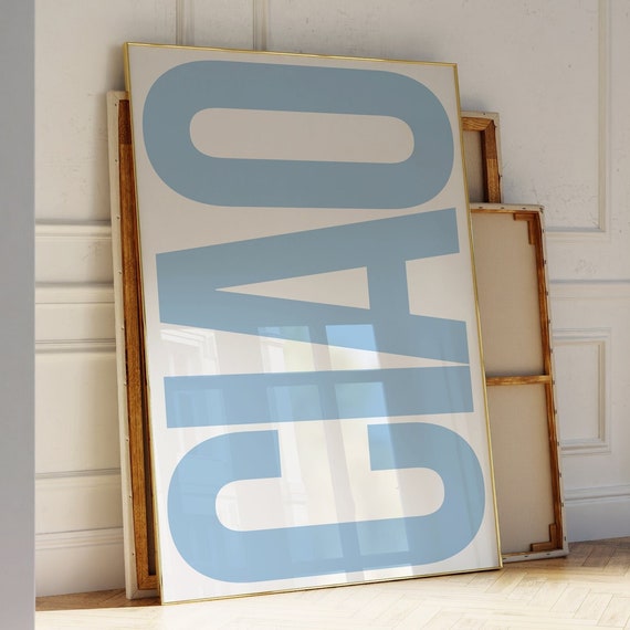 Ciao Italy Quote Poster, Coastal Typography Print
