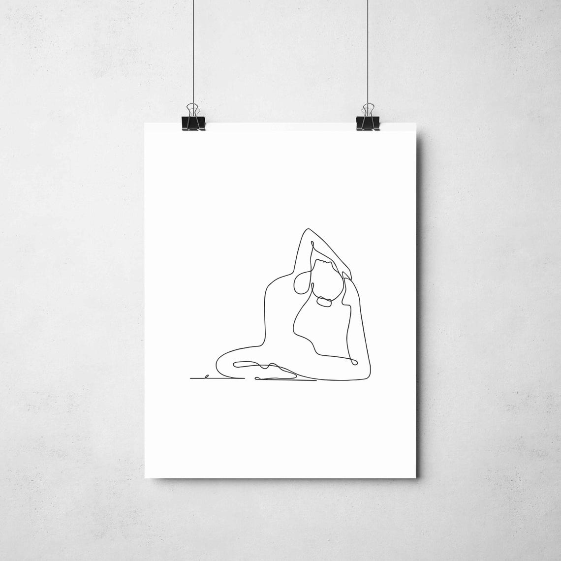 Flexible Woman Yoga Deep Stretch Seated Graceful Pose Line Art Poster - Image 2