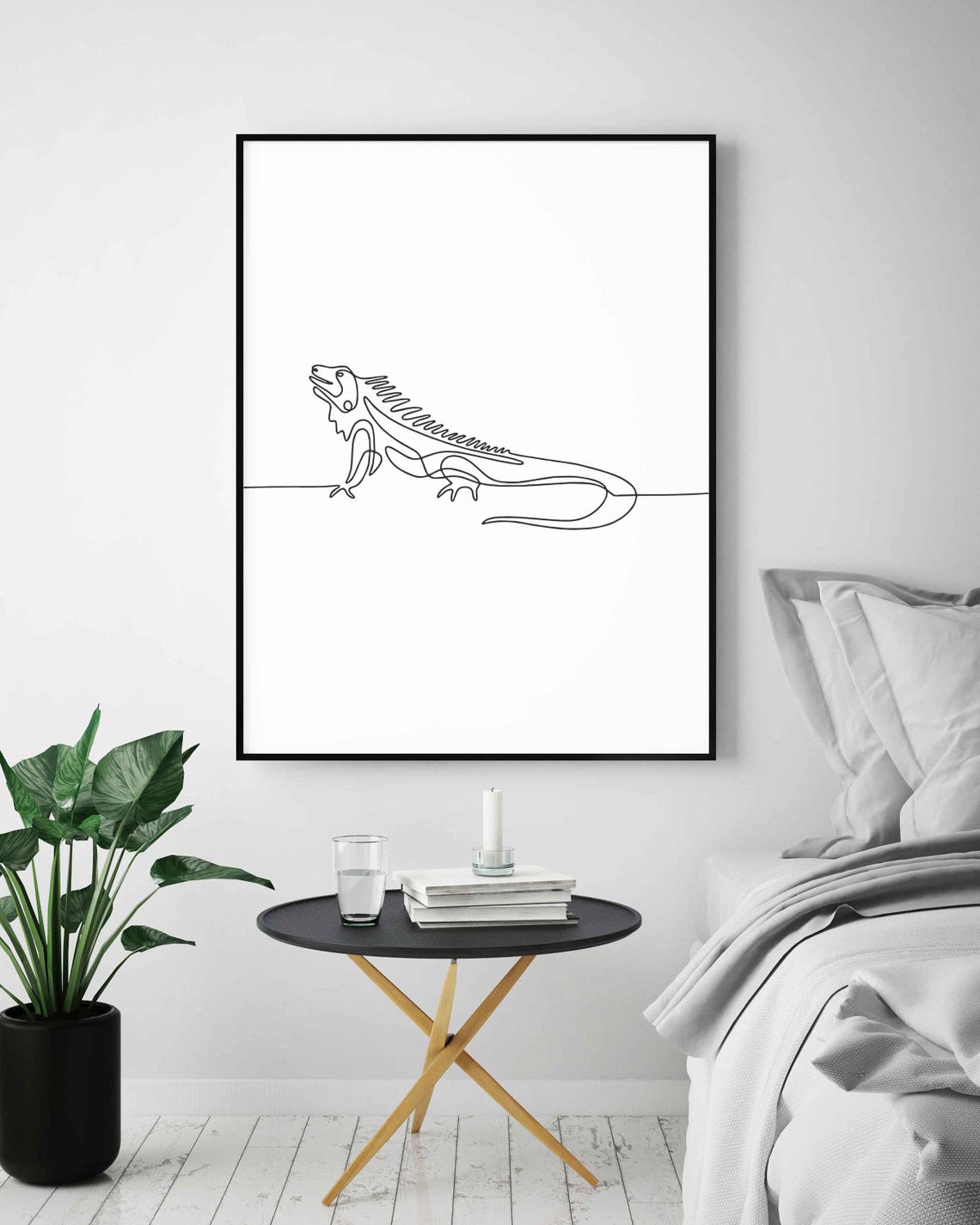 Iguana Lizard Line Art Drawing Minimalist Tropical Reptile Poster - Image 5