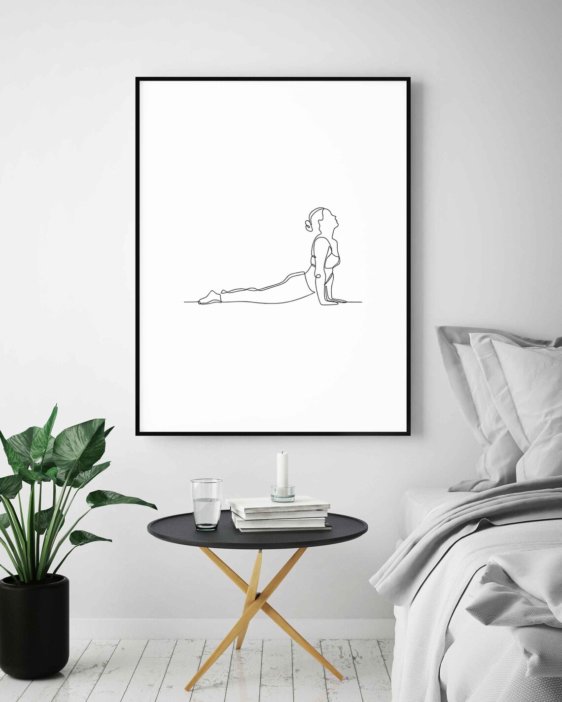 Woman Yoga Cobra Pose One Line Drawing Minimalist Fitness Art Poster - Image 4
