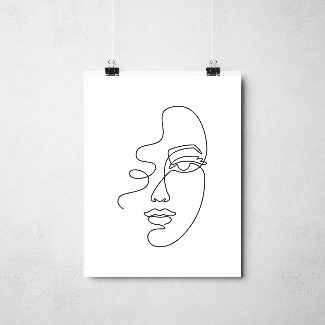 Elegant Woman Face Profile Line Drawing Feminine Beauty Portrait Decor Poster - Image 2