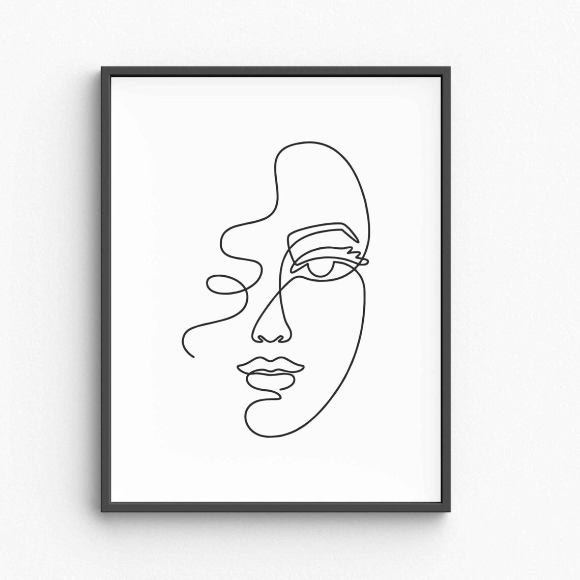 Elegant Woman Face Profile Line Drawing Feminine Beauty Portrait Decor Poster