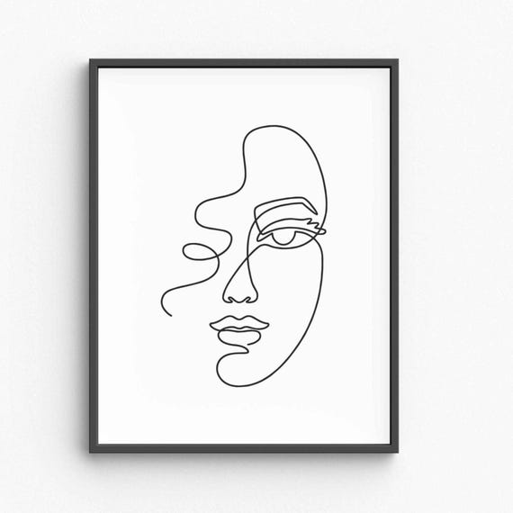 Minimalist Woman Face Line Art Elegant Female Portrait Sketch Feminine Beauty Drawing Modern Wall Decor For Home