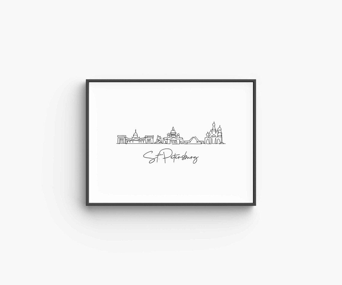 Saint Petersburg Russia Skyline Line Drawing Cathedral Domes Art Poster - Image 6
