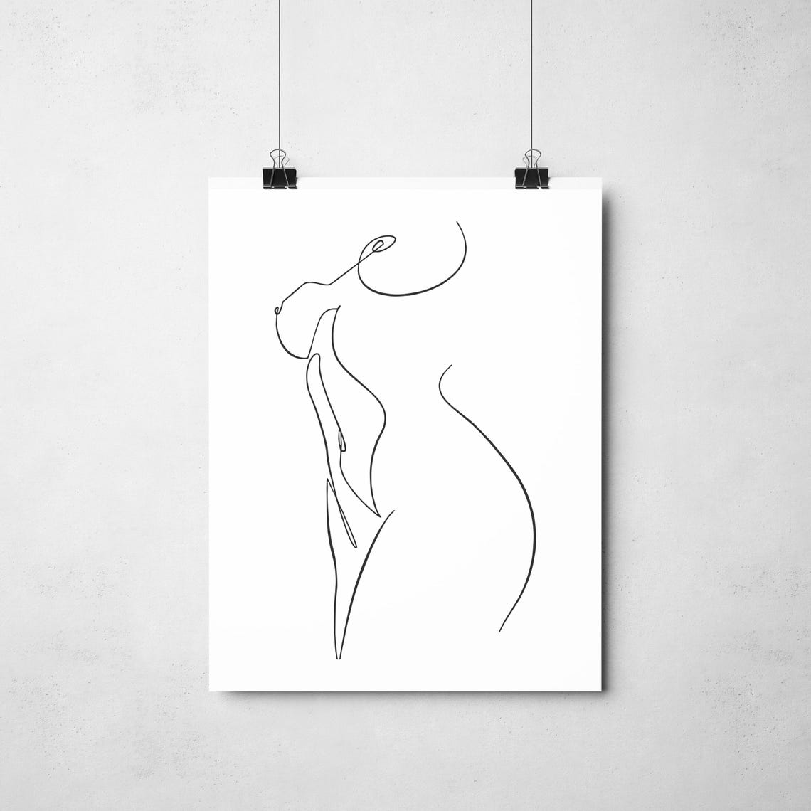 Elegant Nude Female Torso Minimalist Continuous Line Art Poster - Image 2