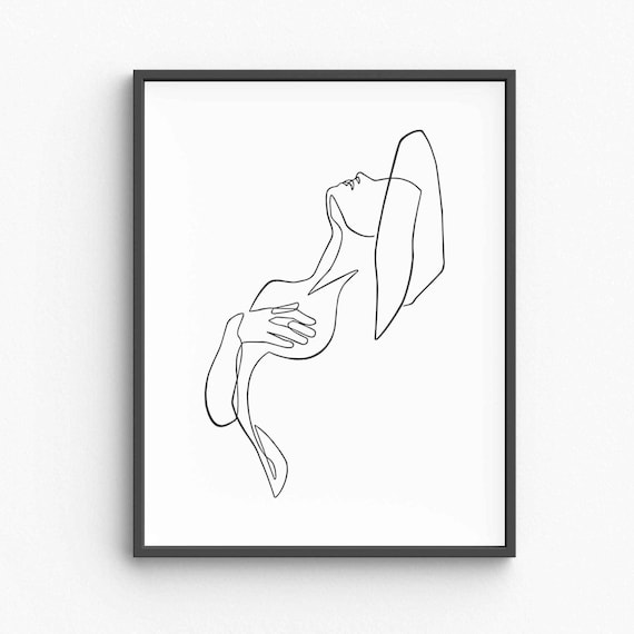 Nude Woman Graceful Figure Fine Art Minimalist Line Art Poster
