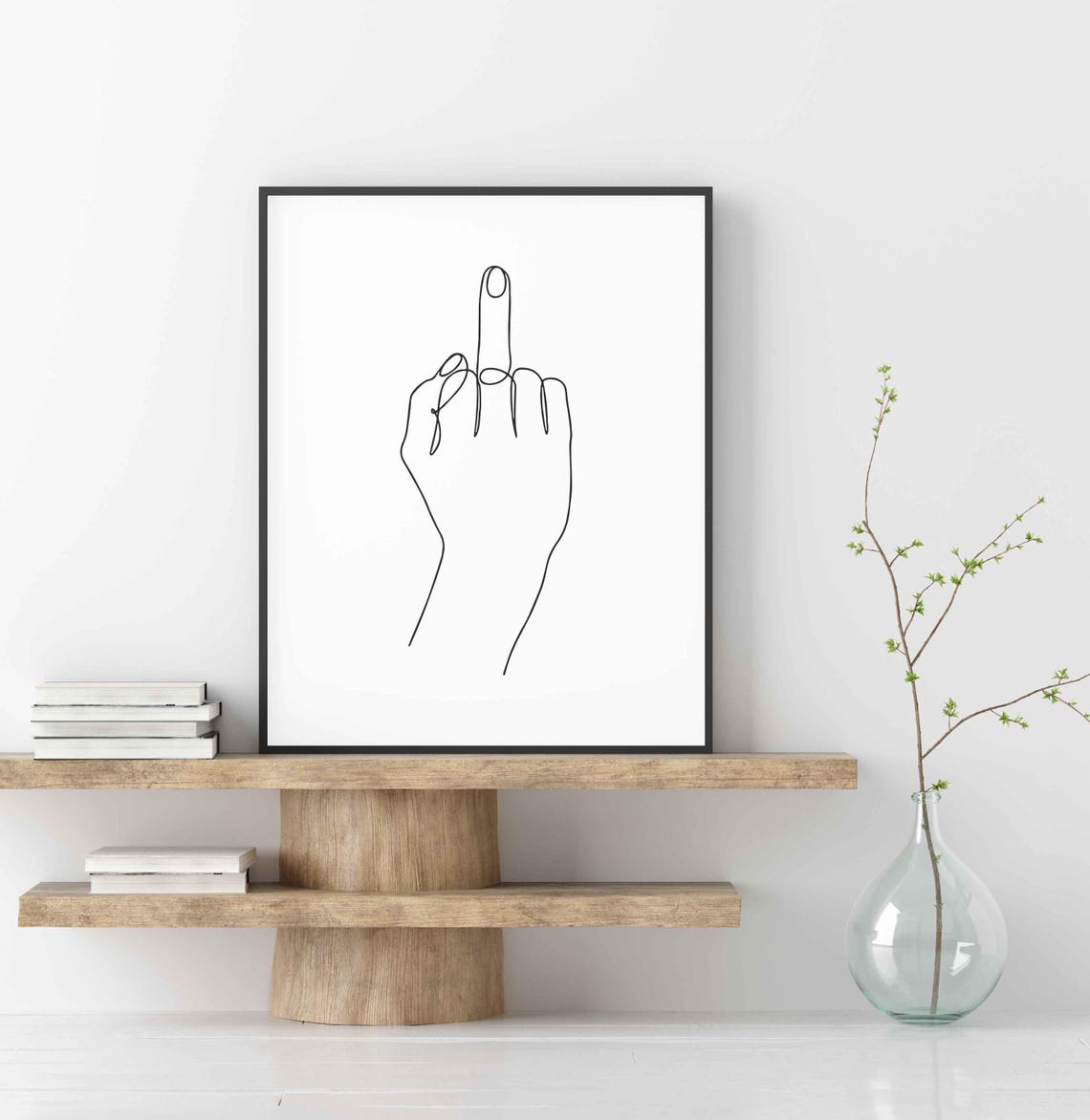 Bold Middle Finger Hand Gesture Sassy Attitude Line Art Poster - Image 4