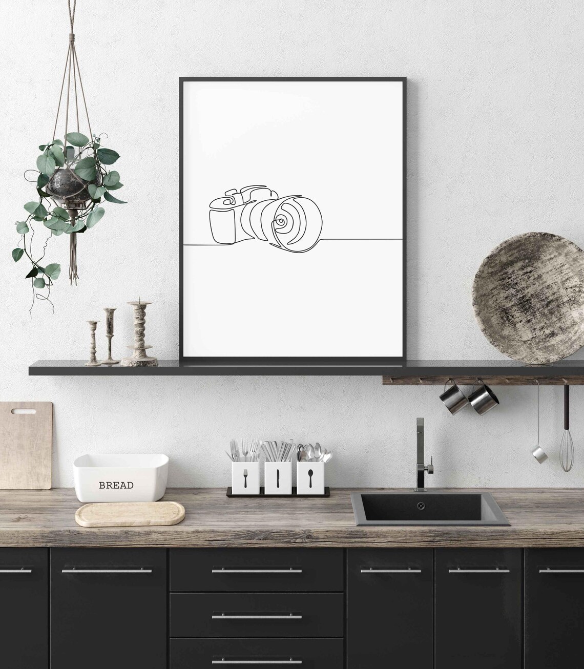 Vintage Camera Line Art Photography One Line Drawing Gift Poster - Image 3