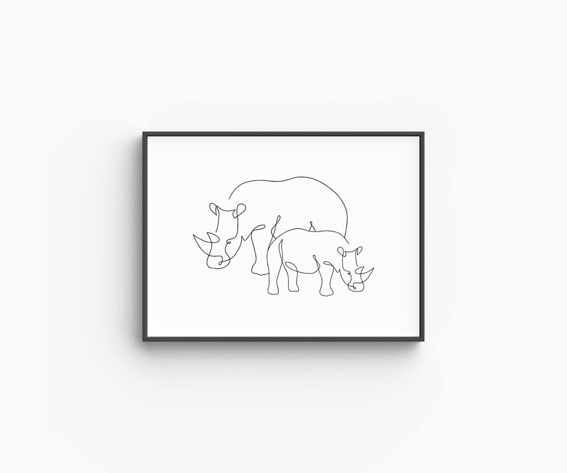 Hippo Line Art Animal Print Drawing Minimalist Wall Bedroom - Image 6