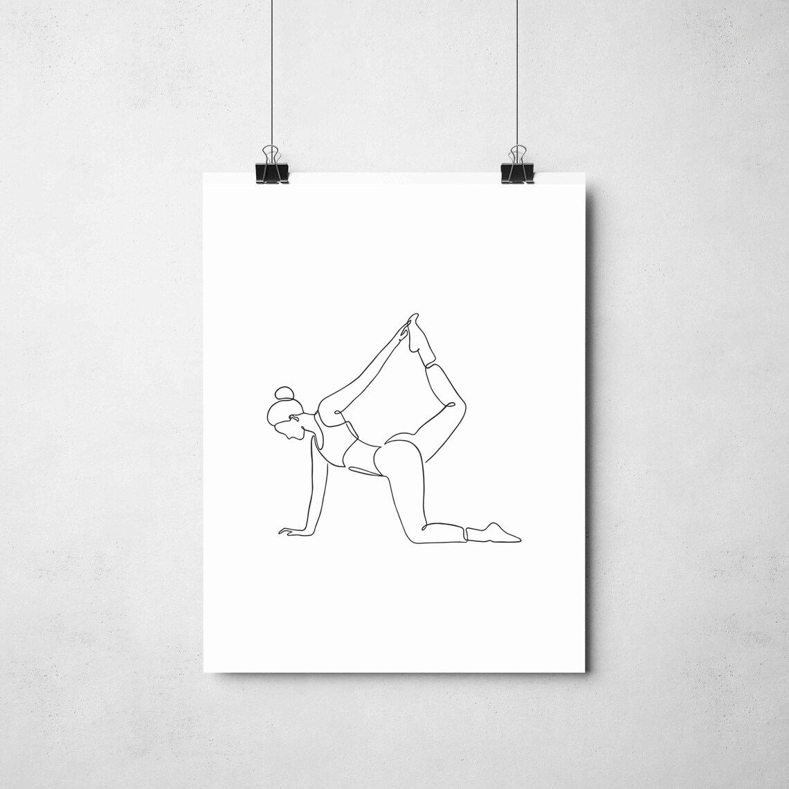 Woman Yoga Pose Stretch Single Line Art Wellness Mindful Poster - Image 2