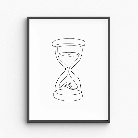 Minimalist Hourglass Line Art Time Passing Symbol Sketch Elegant Sand Timer Drawing Modern Wall Decor