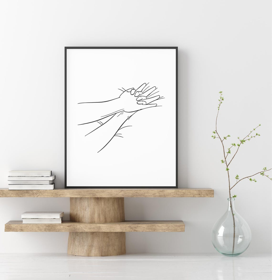 Sensual Hands Line Art Passionate Touch Couple Illustration Poster - Image 2
