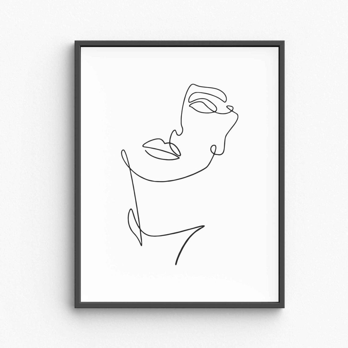 Abstract Woman Face In Profile Continuous Line Drawing Poster