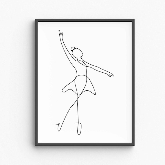 Ballerina Dance Pose Line Art Graceful Ballet Dancer Minimalist Poster