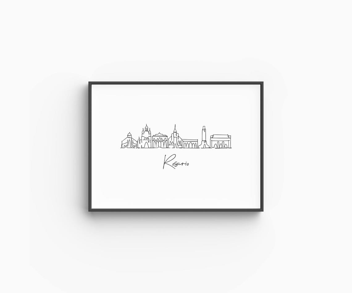 Rosario Skyline One Line Drawing Minimalist Hometown City Art Poster - Image 6