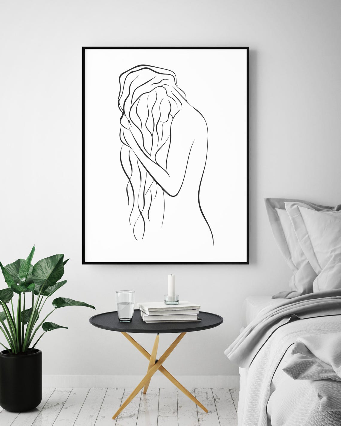 Female Body Line Artfemale Hair Art Print Adult Nudity Drawing Nude Minimalist Wall Bedroom - Image 5