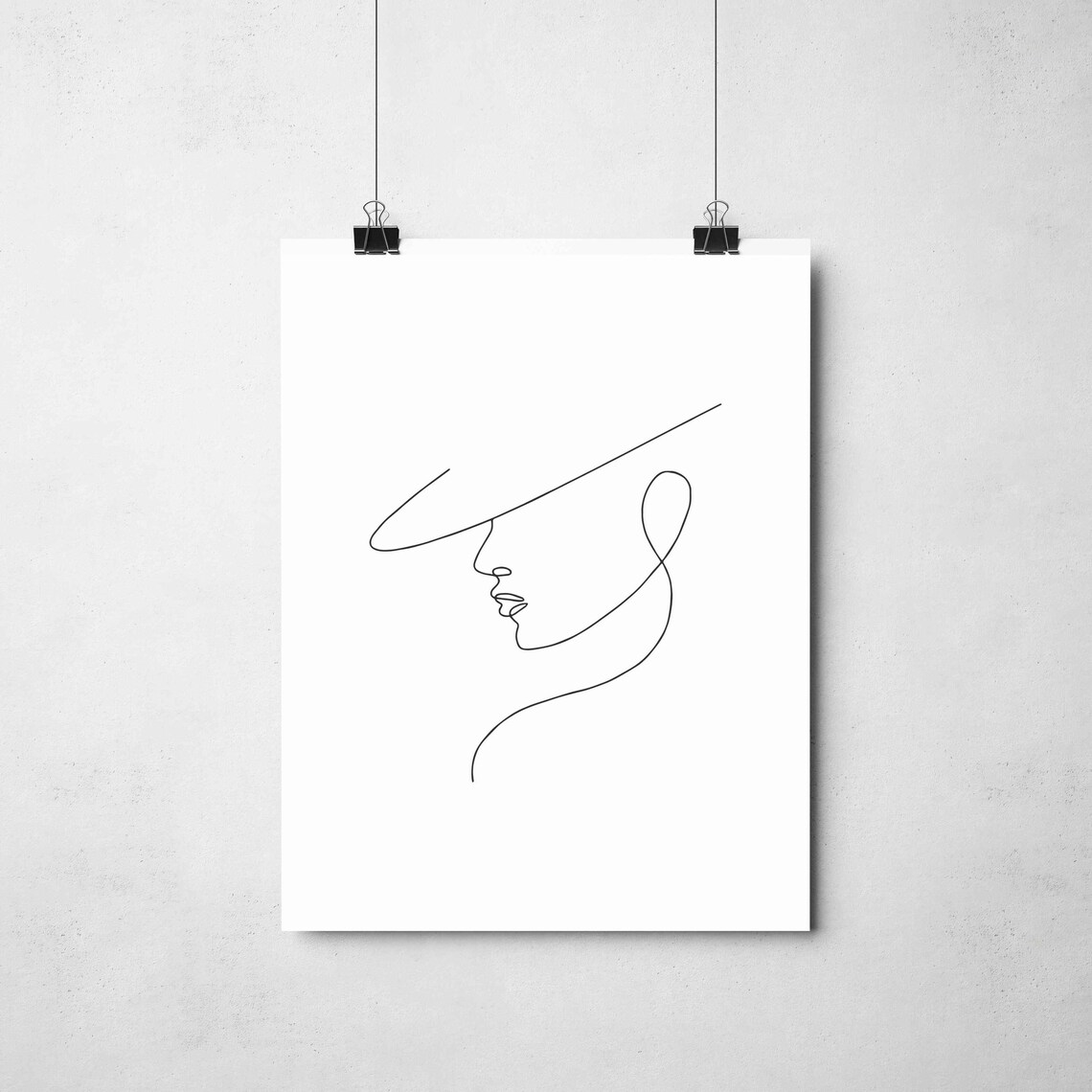 Woman In Wide Brim Hat Profile Single Line Drawing Fashion Portrait Decor Poster - Image 2