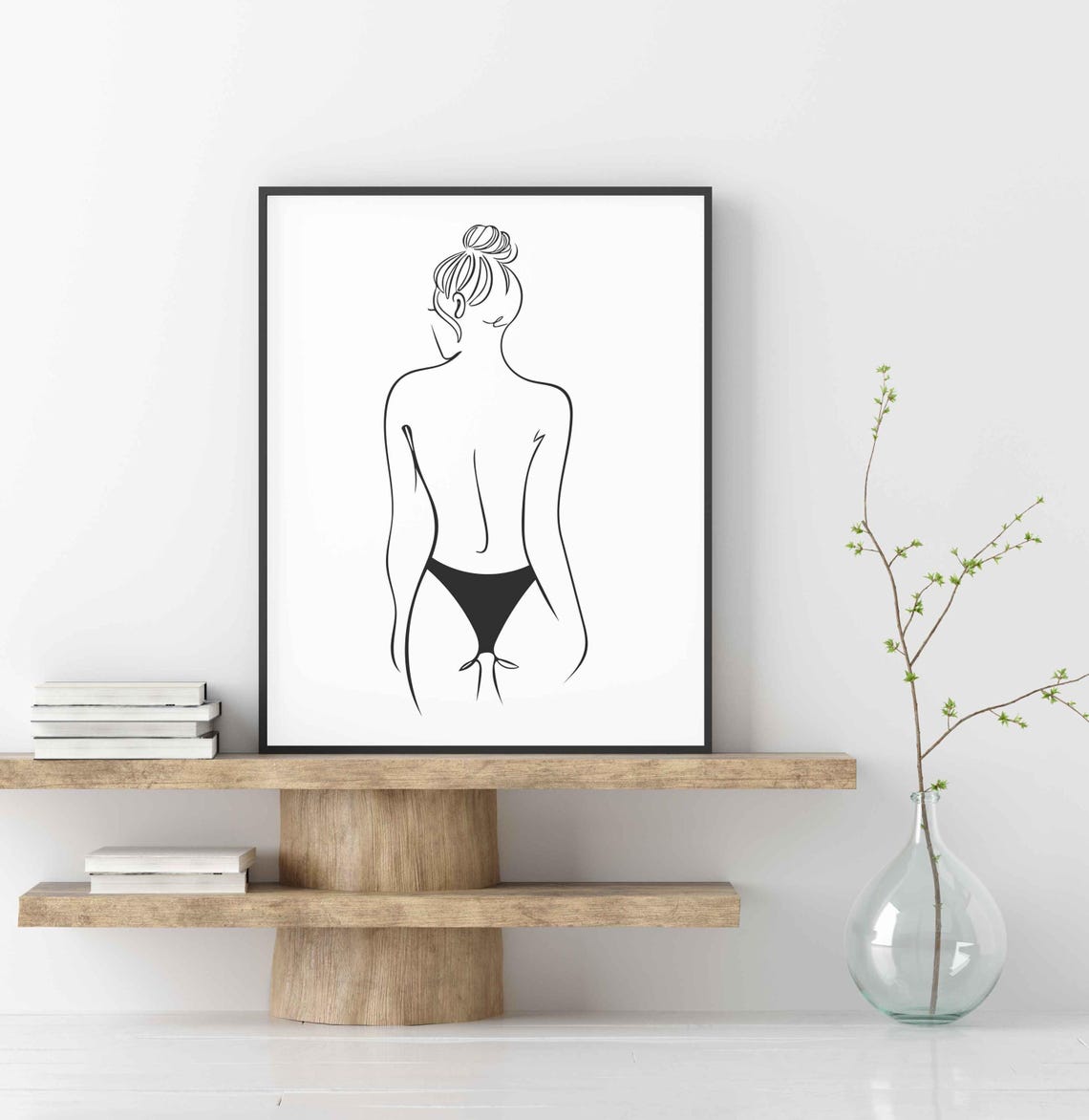 Erotic Line Art Print Women With Underware Nude Minimalist Wall Bedroom - Image 3