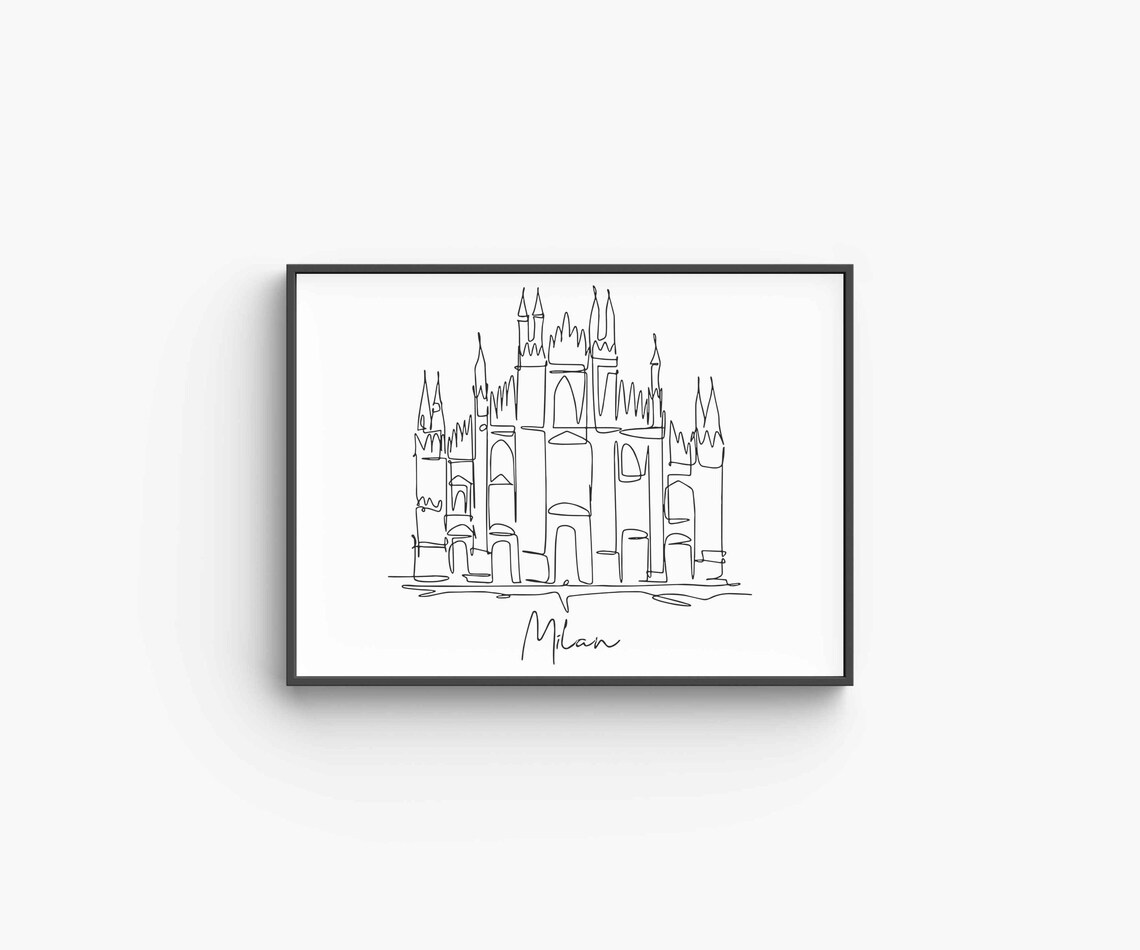 Milan Cathedral Duomo Line Art Minimalist Italy Architecture Poster - Image 6