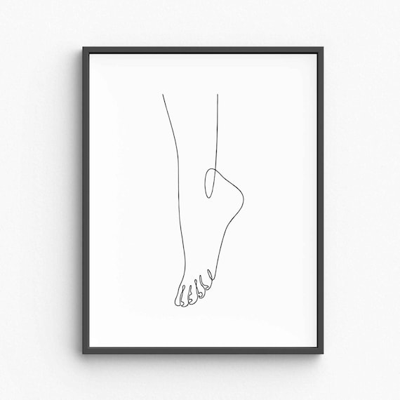 Minimalist Foot Line Art Elegant Bare Drawing Simple Body Part Sketch Modern Wall Decor