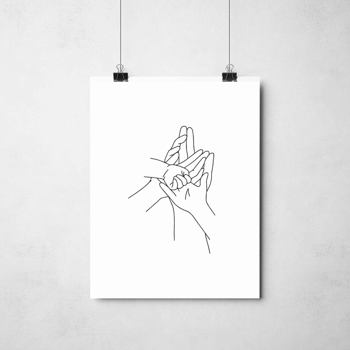Family Hands Parent And Baby Holding Tender Loving Line Art Poster - Image 2