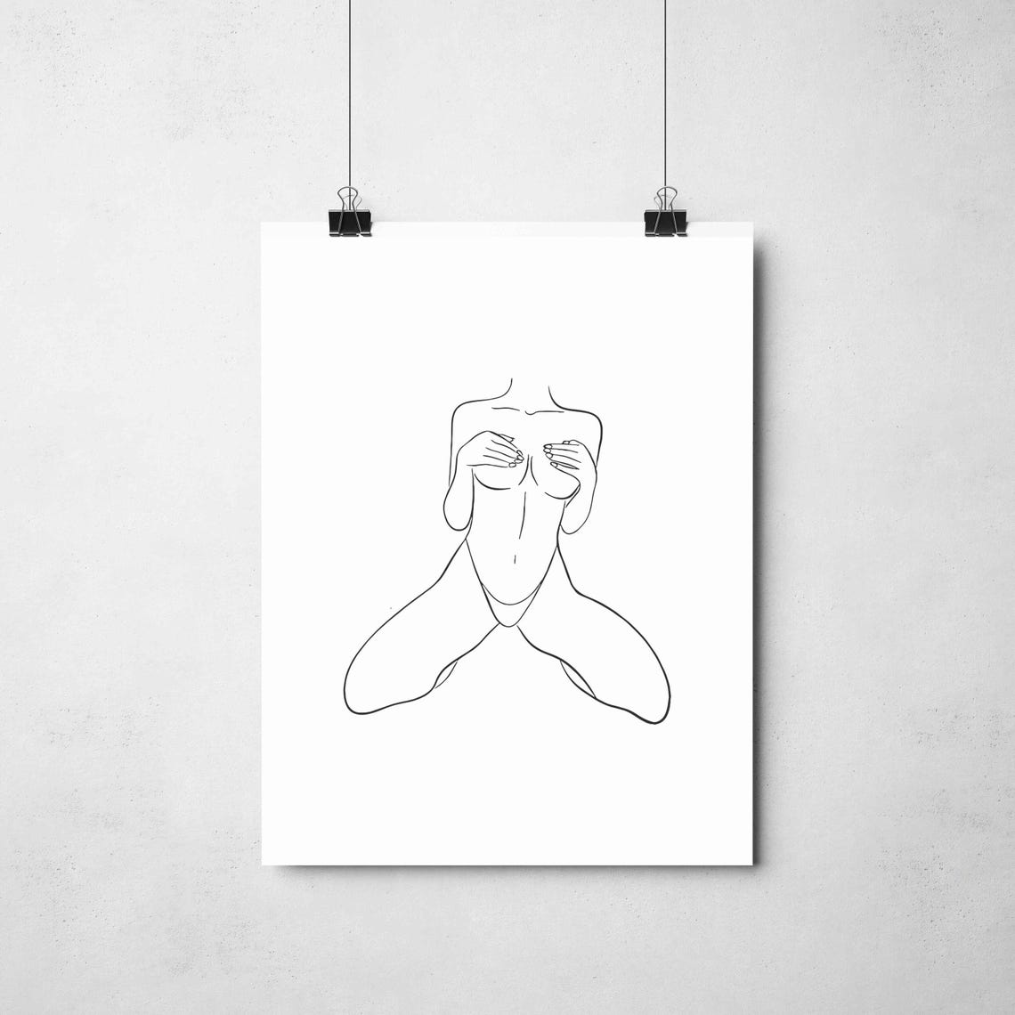 Erotic Line Art Print Women Boobs Nude Minimalist Wall Bedroom - Image 2