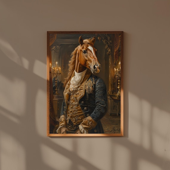 Aristocratic Horse in Baroque Gold Coat Palace Portrait Vintage Poster