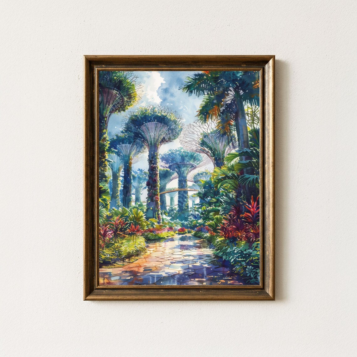 Singapore Supertree Grove Gardens by the Bay Watercolor Wall Art
