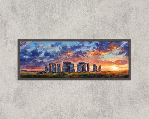 Stonehenge Sunset Watercolor Print, Ancient England