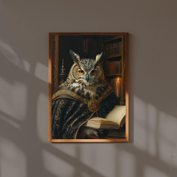 Animal Portrait Print Vintage Style Pet In Suit Funny Wall Art