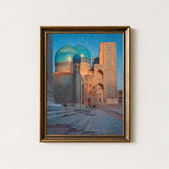 Samarkand Registan Art Print Blue Dome Islamic Architecture