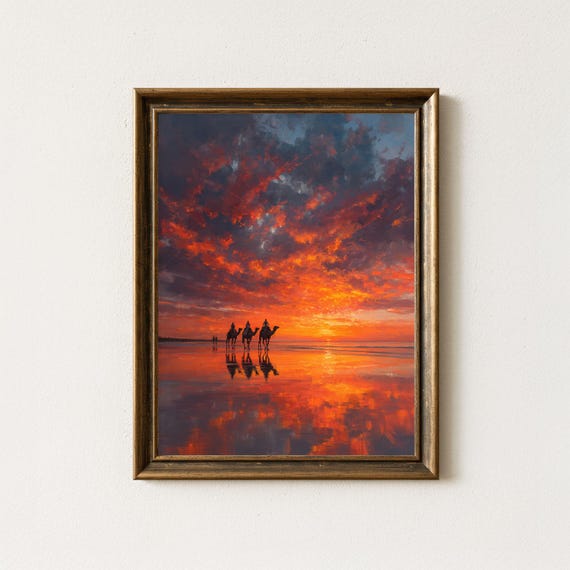 Cable Beach Camels Sunset Print Broome Australia Landscape Art