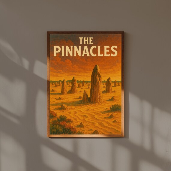 The Pinnacles Limestone Desert Vintage Australian Travel Poster