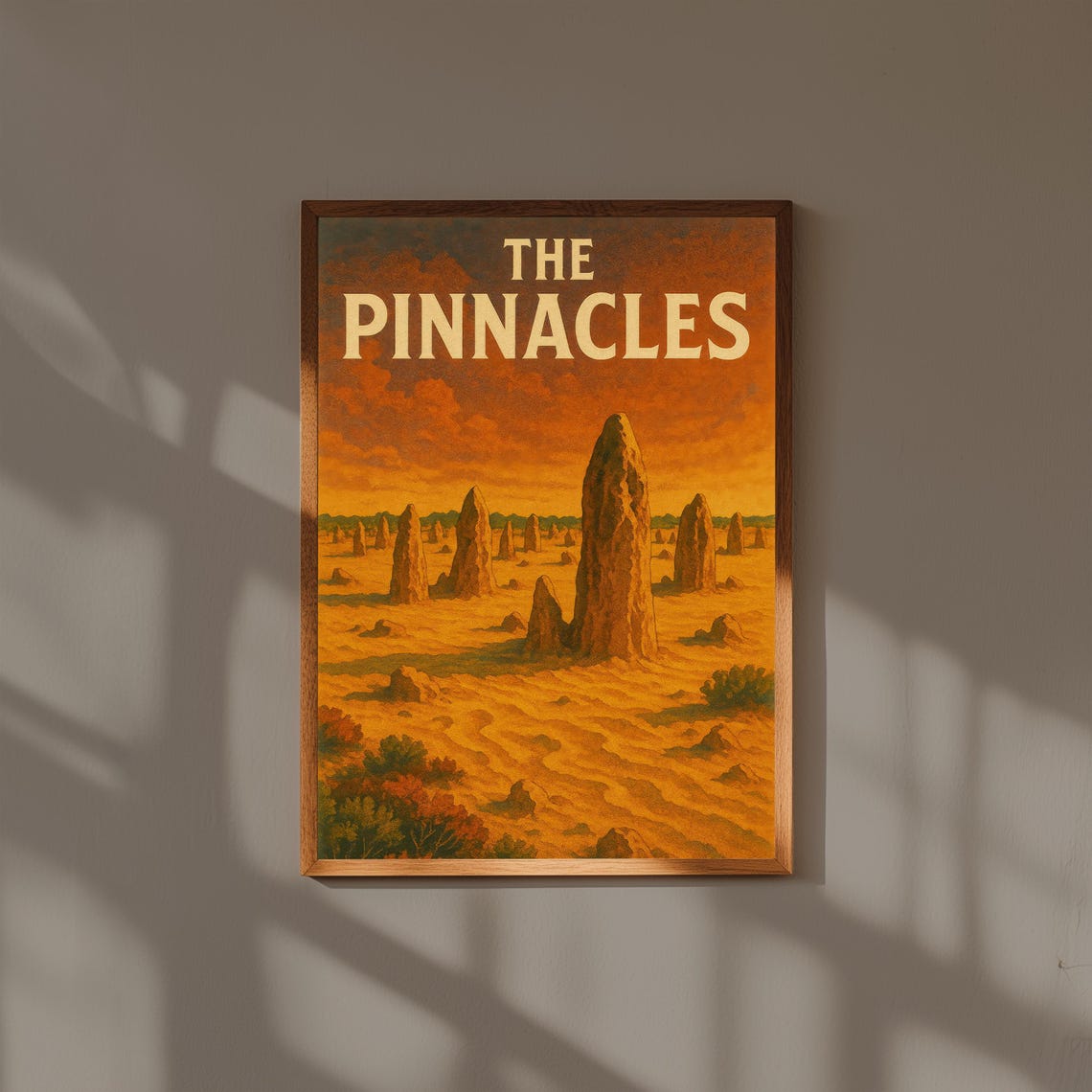 The Pinnacles Limestone Desert Vintage Australian Travel Poster
