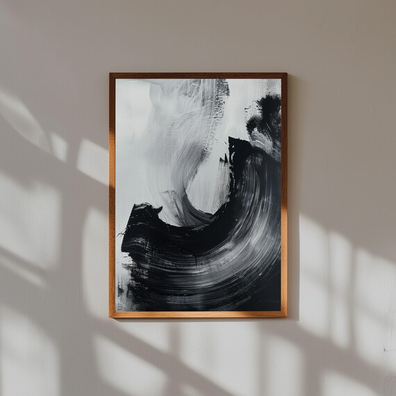Fluid Abstract Art Print Modern Brushstroke Home Decor