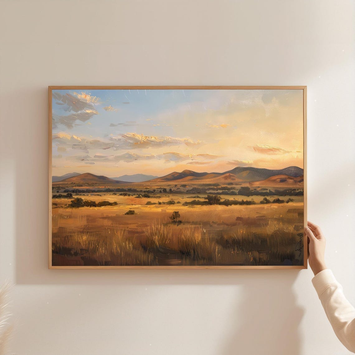 Golden Savanna Grassland Sunset Rolling Hills Warm Rustic Wall Art