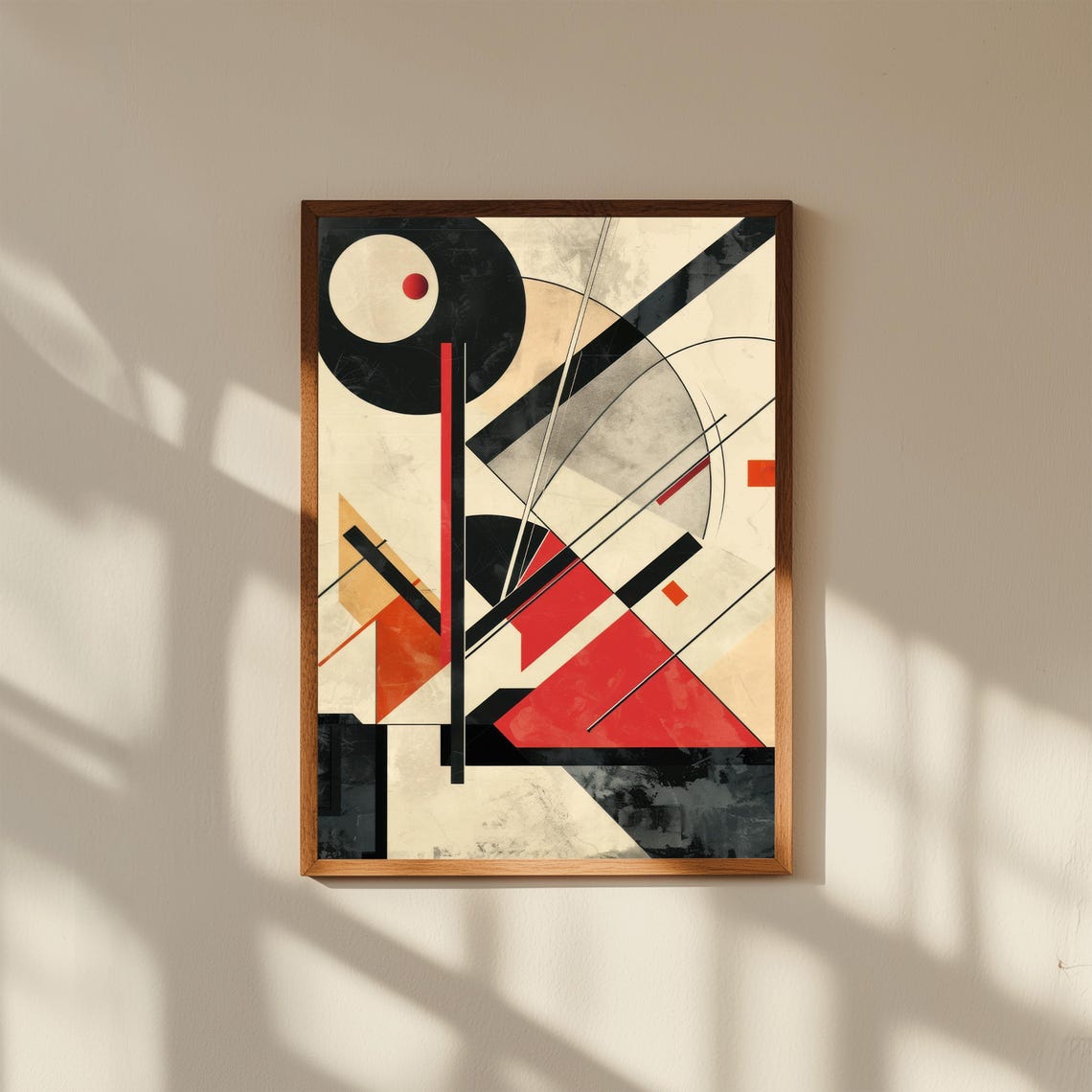 Bold Red Black Geometric Lines Constructivist Modern Abstract Poster