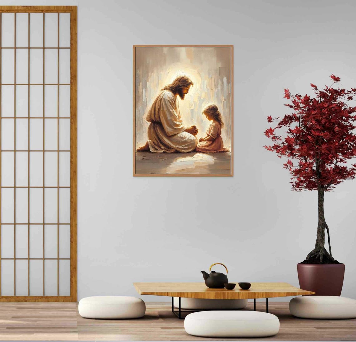 Pray To Christ Christian Painting, Jesus With Children - Image 5