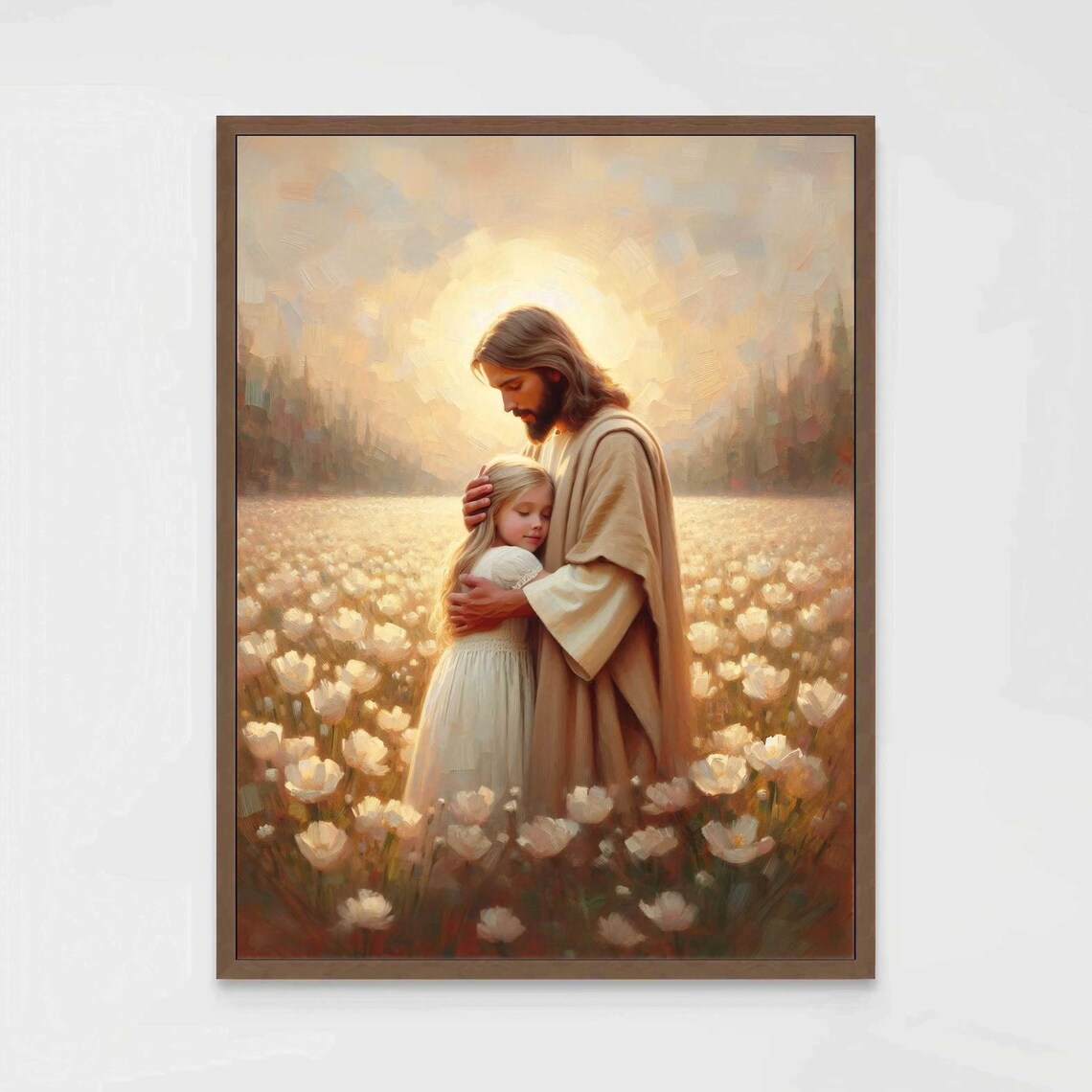 Jesus With Girl, Christian Religious Art Print