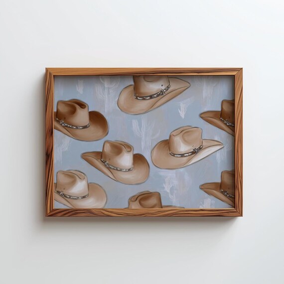 Western Wall Art Cowboy Hats Print Modern Country Poster Style Bedroom Digital Download