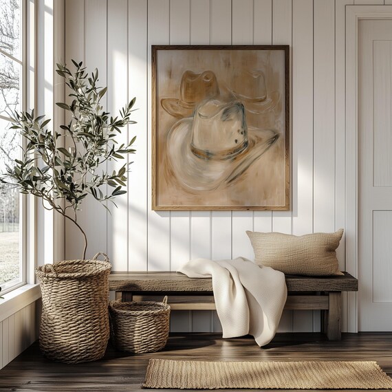 Western Wall Art Cowboy Hats Poster, Modern Country