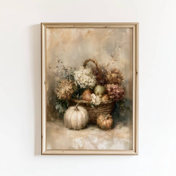 Still Life Autumn Print Fall Floral Art Cottagecore Wall Digital Download