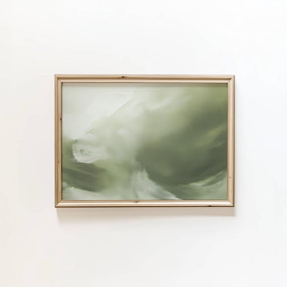 Green Abstract Oil Painting Minimalist Design Digital Download