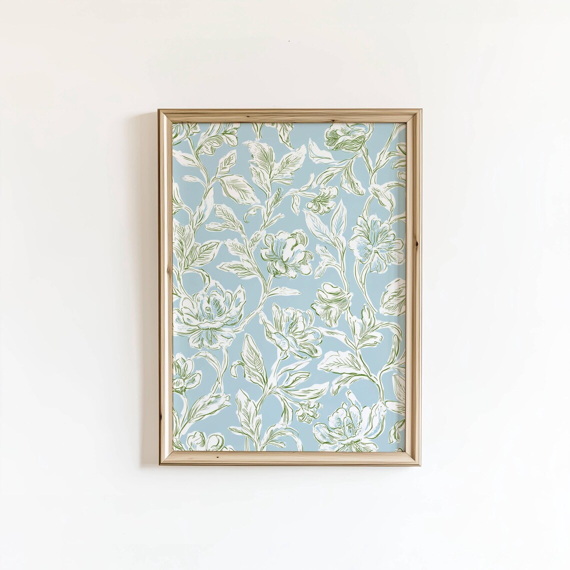 Vintage Floral Tapestry Print, Blue and Green