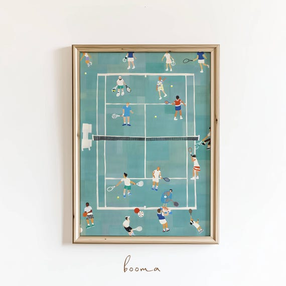 Tennis Court Art Print Preppy Sports Poster Digital Download