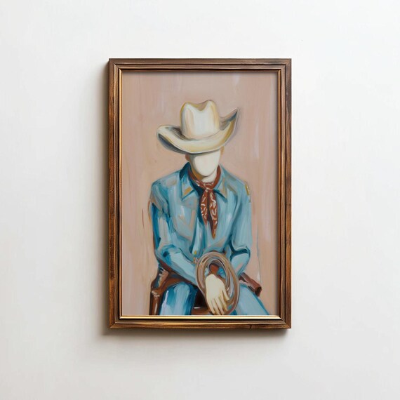Modern Cowboy Art Print Western Style Decor Digital Download