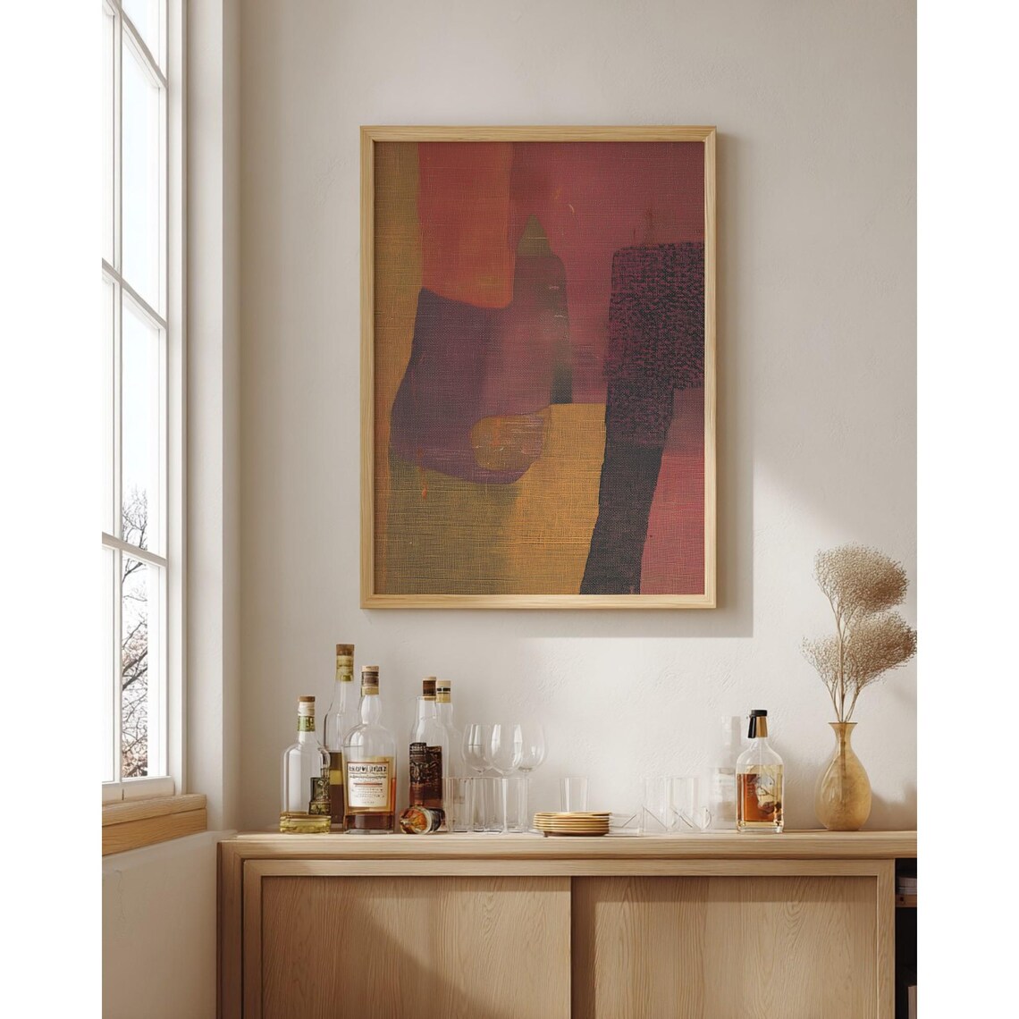 Abstract Painting, Contemporary Organic Shapes Boho