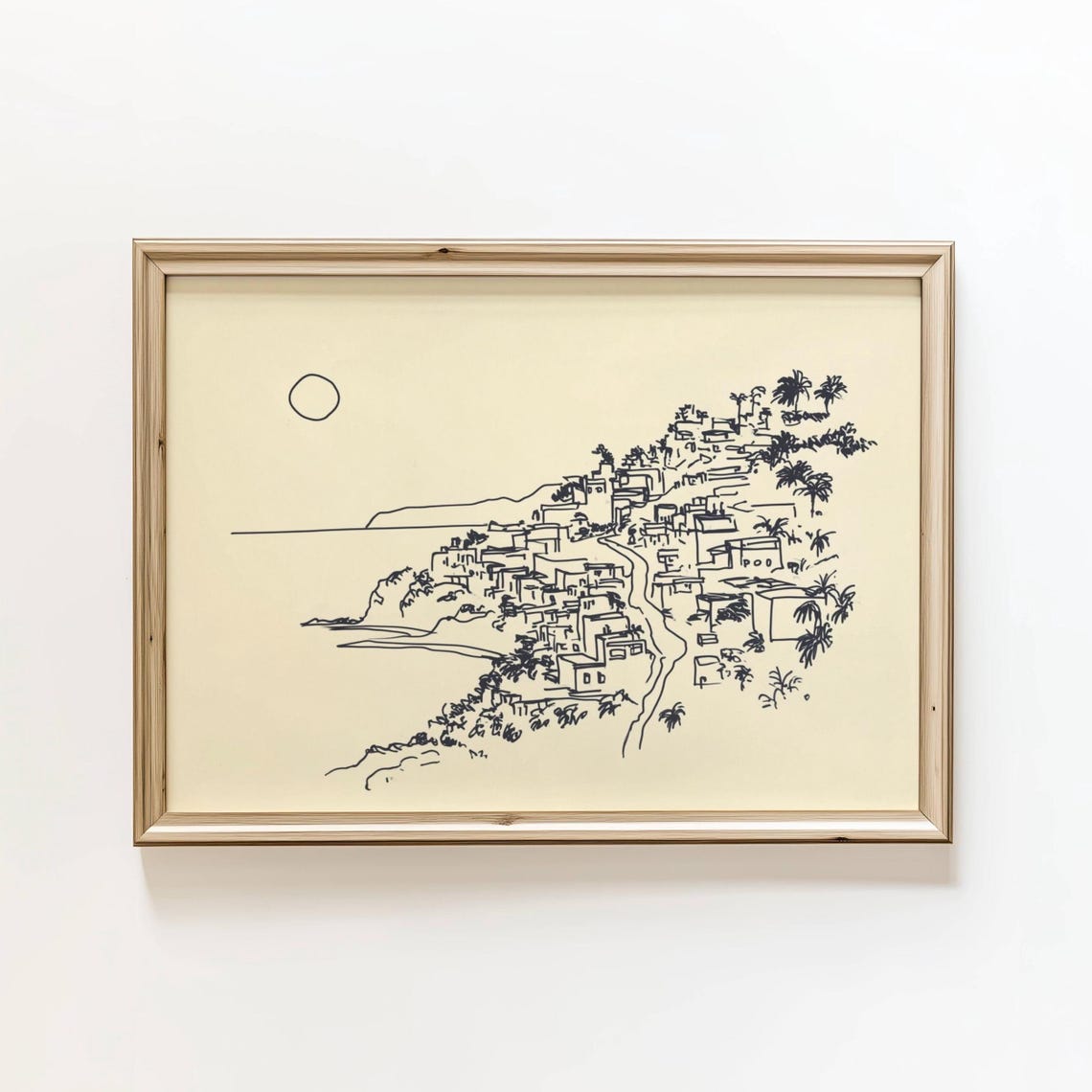 Minimalist Coastal Sketch Art Print Nautical Wall Decor Digital Download