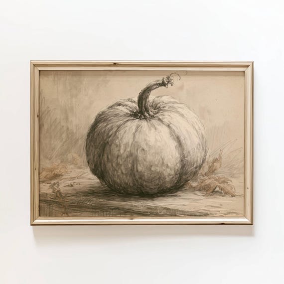 Pumpkin Print Fall Pumplin Art Cottagecore Autumn Wall Digital Download