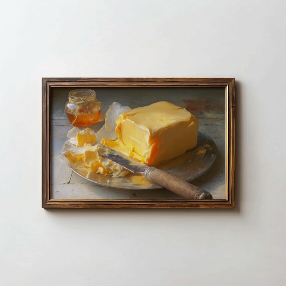 Butter Art Print Kitchen Pastry Still Life Artprint Retro Poster Digital Download